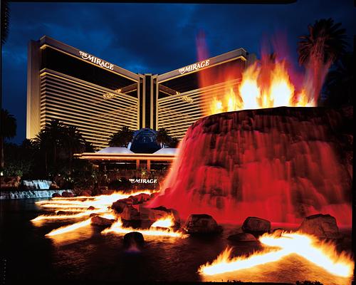 Caesar's Palace and Mirage Volcano